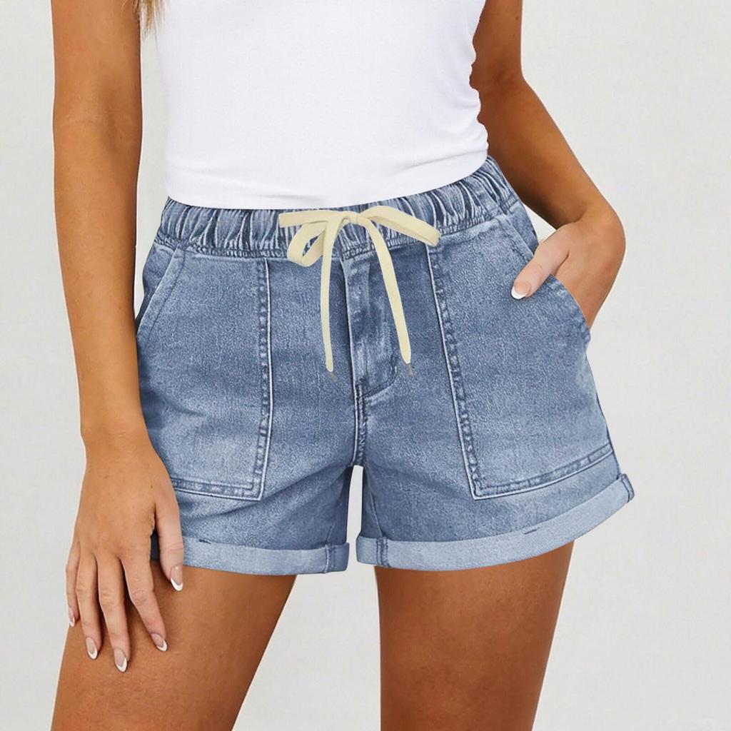 Women's Color Jeans Stretch Slim Fit Distressed Denim Shorts