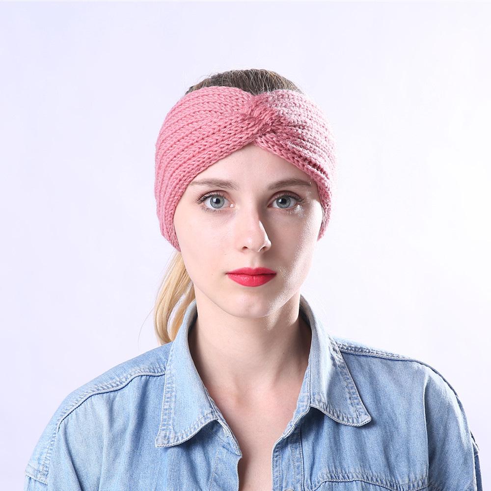 Autumn and Winter Knitted Hair Accessories Hair Band Cross Head Cover Elastic Warm Women's Sports Hair Band