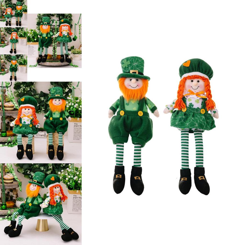 Charming Greenery Styled St Patrick's Day Decorative Doll With Hanging Legs For Festive Home Decor