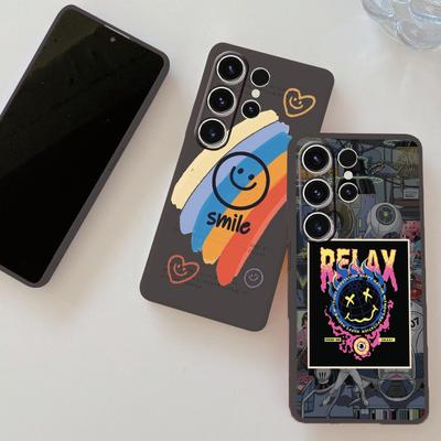 Graffiti-Emoticons gemusterte weiche Silikon-Schwarz-Hülle für Xiaomi Redmi Note 13 Pro 13C Samsung A55 A35 S24 iPhone-Kamera-Schutzhülle mit stoßfester Abdeckung