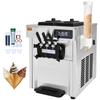 Commercial Ice Cream Machine, 18-28 L/H Yield, 1650W 3-Flavor Countertop Soft Serve Ice Cream Maker, 2 X 5.5L Stainless Steel Cylinder
