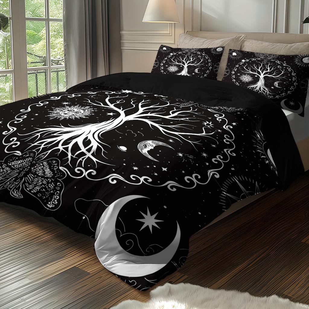 Quilt Cover Three-Piece Sun And Moon 3D Digital Printing Bed Kit Grinding Quilt Cover Pillowcase