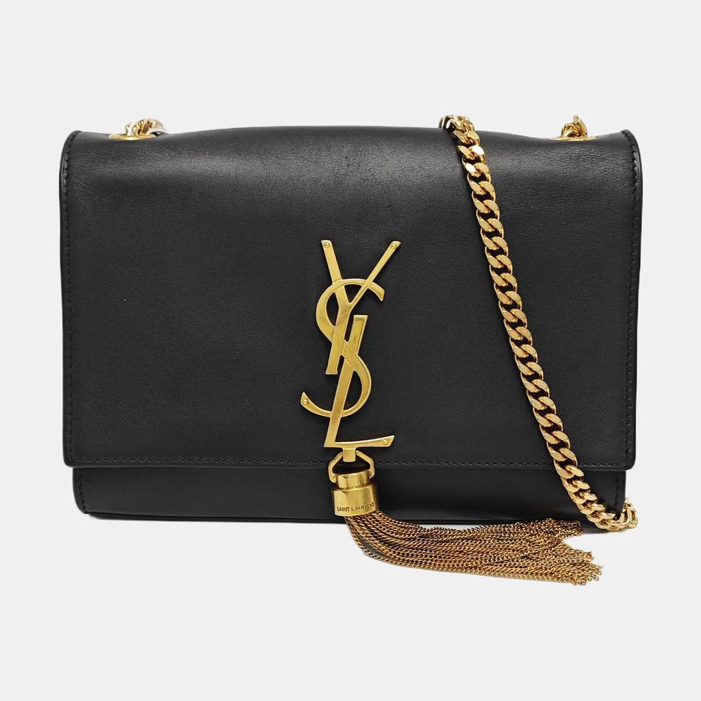 [Naudotas] Ysl Kate Auksinio Logotipo Grandinėlė Lygios Odos Kutai Peties Rankinė - Geros Būklės #1LVX4KR