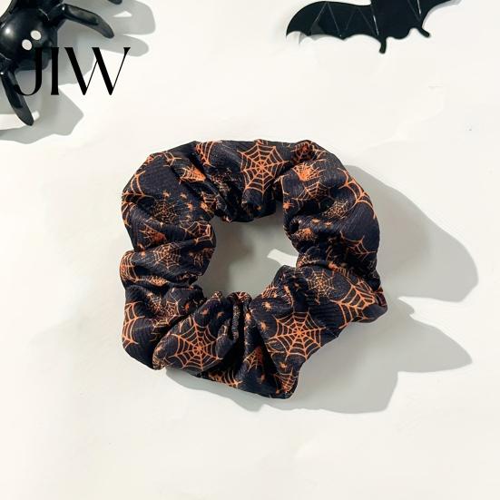 Soft Elastic Ponytail Holders Halloween Hair Ties, High Elasticity Scrunchies, Stretchy Bands with Ghost Witch Accessories Hat Bat Spider Web