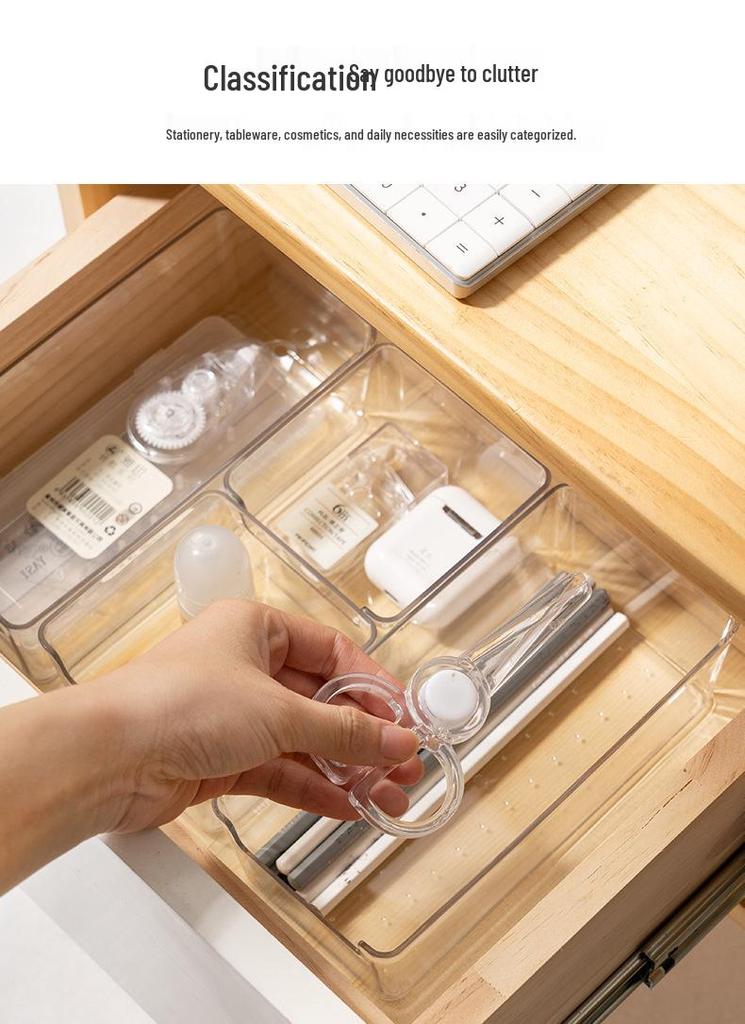 Transparent Desk Organizer with Compartments - Thickened Plastic Drawer for Small Items Storage