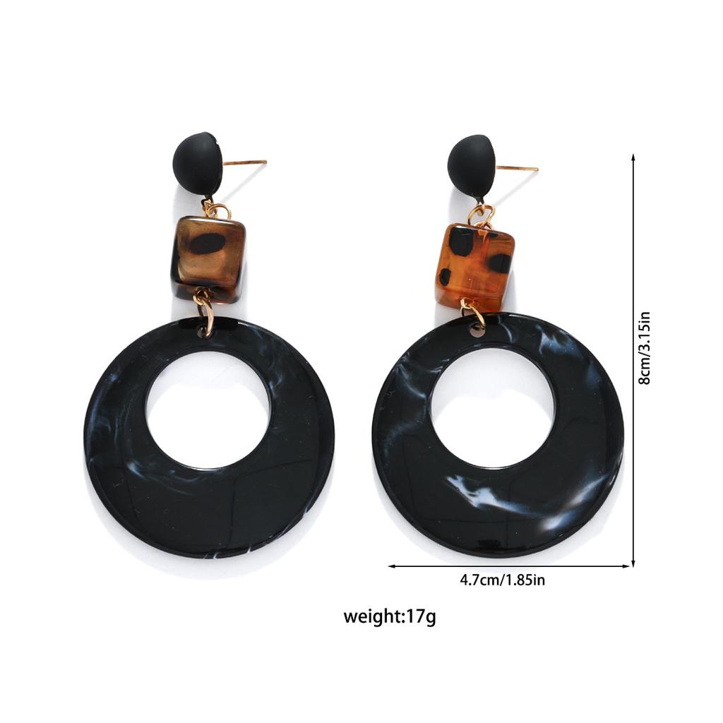 Vintage Maillard Geometric Resin Pendant Earrings Exquisite and Elegant Imitation Pearl Amber Earrings
