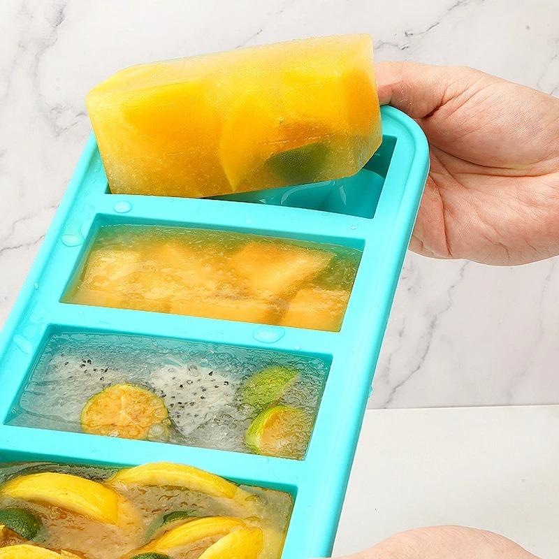 2/4/6-piece Silicone Freezer Tray Mold with Lid, Storage Box Food Box, Storage Containers for Soup, Broth, Meal Prep, Ice Cubes