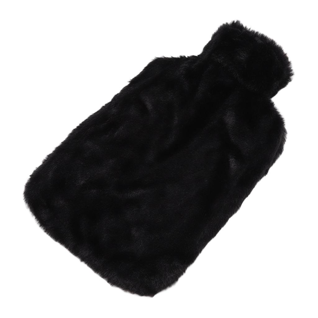 Termofor 2000ML Wlewany Wodą Torba z Gorącą Wodą z Pluszowym Pokrowcem do Łagodzenia Dyskomfortu Czarny