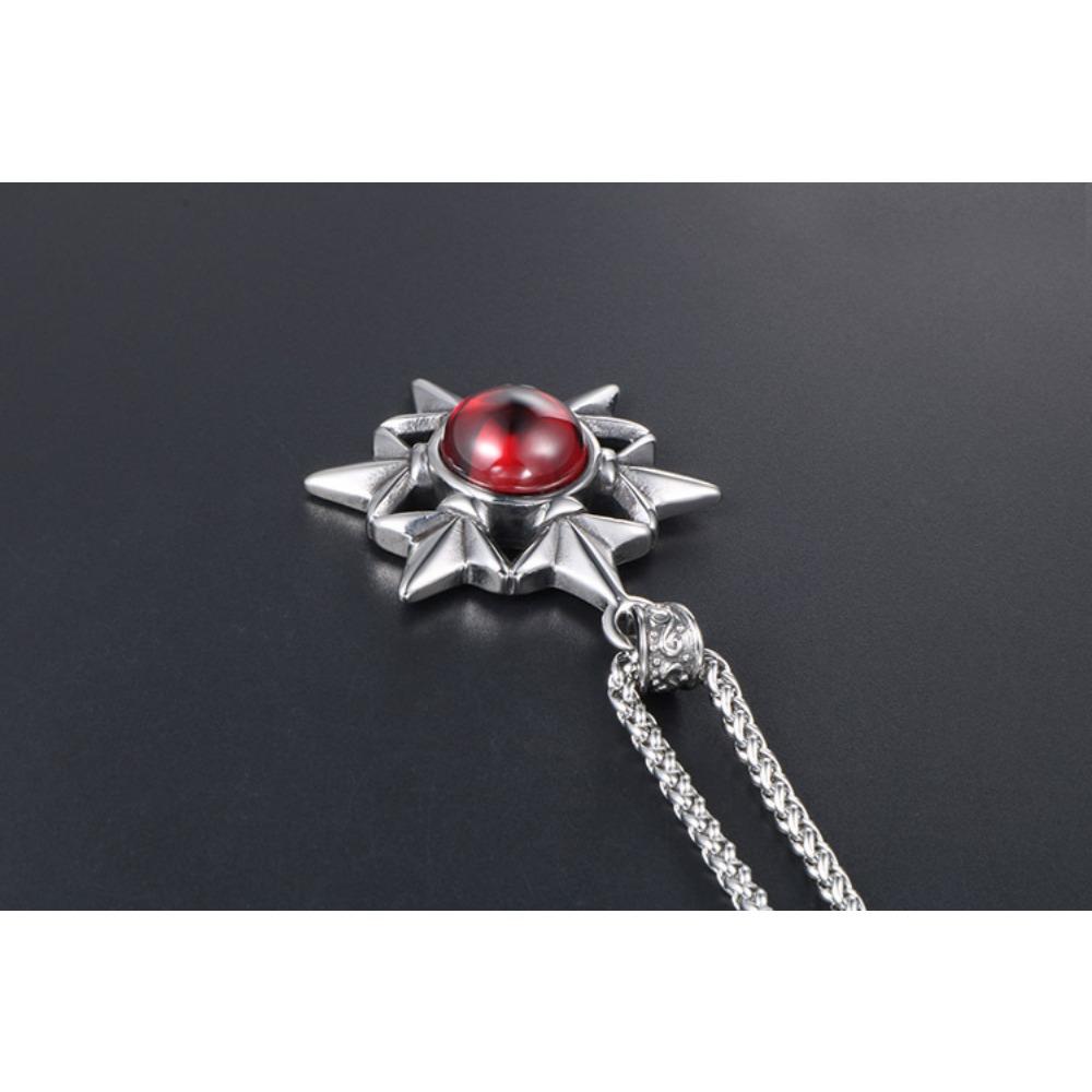 JMXD Men's Retro Titanium Steel Hexagram Gemstone Pendant Necklace | Hypoallergenic Durable Zirconia Jewelry | Daily Wear Statement Piece