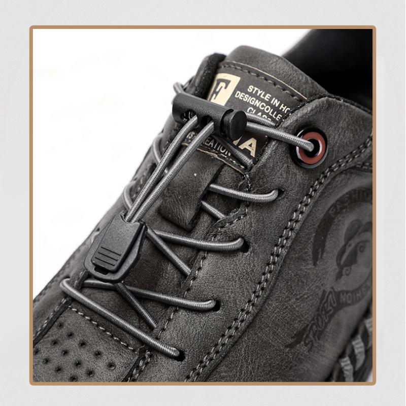 Fashion Men's Leather Casual Shoes Handmade Breathable Board Shoes Breathable Soft Working Shoes