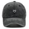 Little Heart Print Snapback Sun Hat Washed Retro Man Cap Adjustable Baseball Cap Perfect For Daily Wear One Size Fits All