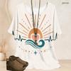 Women Plus Size Batwing Sleeve Top Boho Sun Ocean Wave Heart Ecg Graphic Print Loose Tunic Blouse