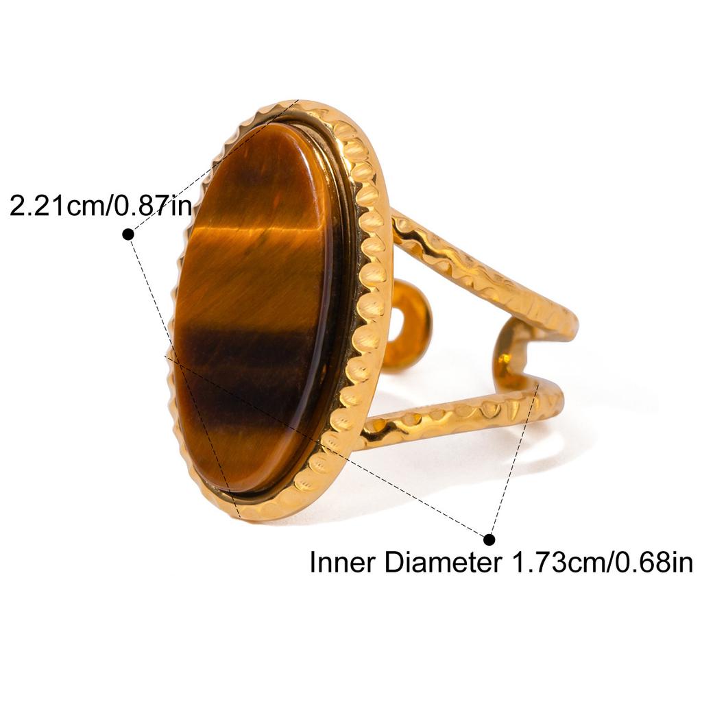 Yori Exclusive Natural Stone Metal Open Ring for Women 18K Gold Color Stainless Steel Trending Daily Finger Jewellery Gift