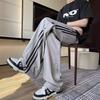Retro styl pánské kalhoty americké třípruhé pruhované rovné sportovní kalhoty volné rovné široké nohavice ležérní kalhoty