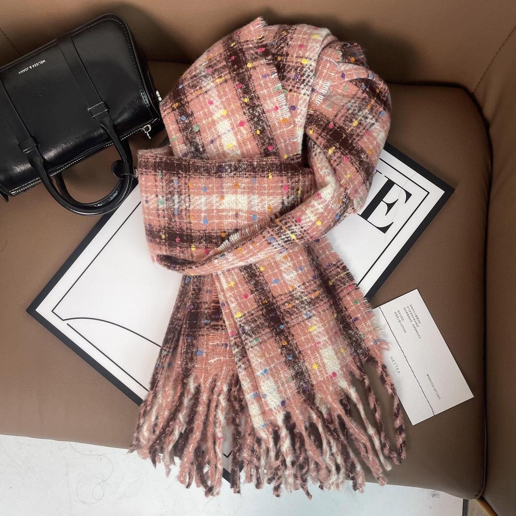 Elegant Red Plaid Scarf: Versatile High-End Shawl for Winter and Autumn
