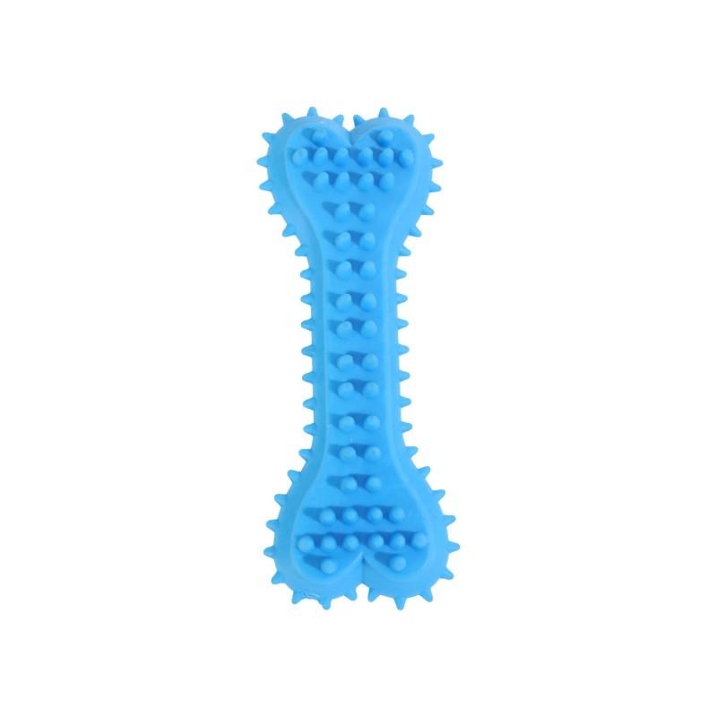 TPR Dog Chew Toy Bone With Squeaker Teething Puppies Aggressive Chewers - 11cm Flat Dental