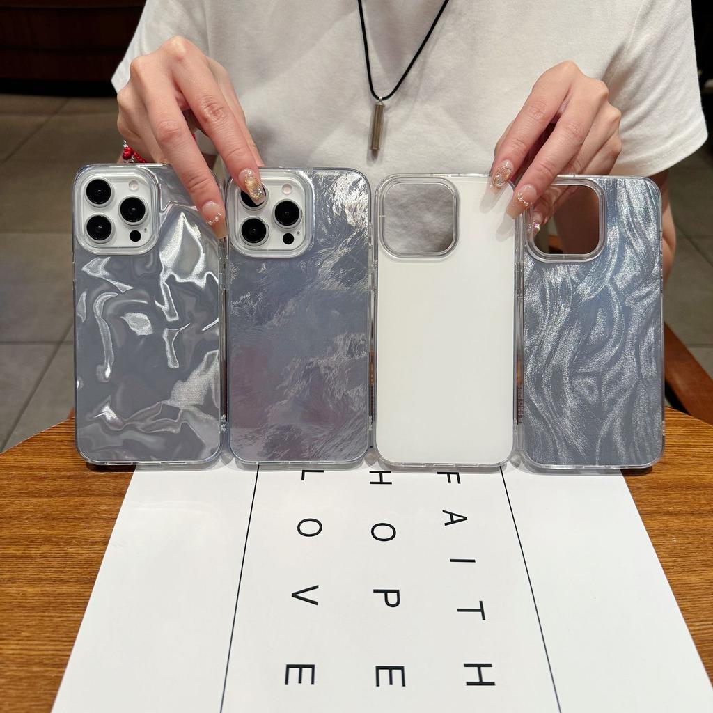 Applicable to Apple 15 large hole feather yarn mobile phone case iphone14 water ripple imd glacier material painted protective case