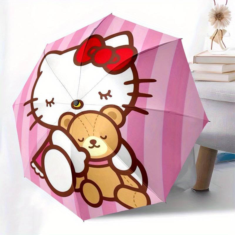 1pc Hello Kitty with Teddy Bear Umbrella with Plastic Handle,Suitable for All Seasons Home Travel Outdoor UmbrellaSanlio381