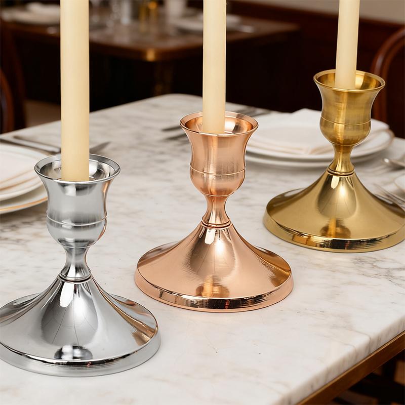 Vintage Iron Candlestick Metal Gold Silver Taper Candle Holder Valentine's Day Candle Stick Xmas Party Wedding Table Decoration
