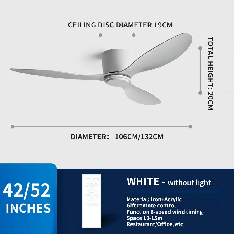 

Низкий пол гостиной с освещением и пультом дистанционного управления потолочным вентилятором, высокая мощность ветра, внутренняя спальня, гостиная, столовая 42 inches-106cm белый