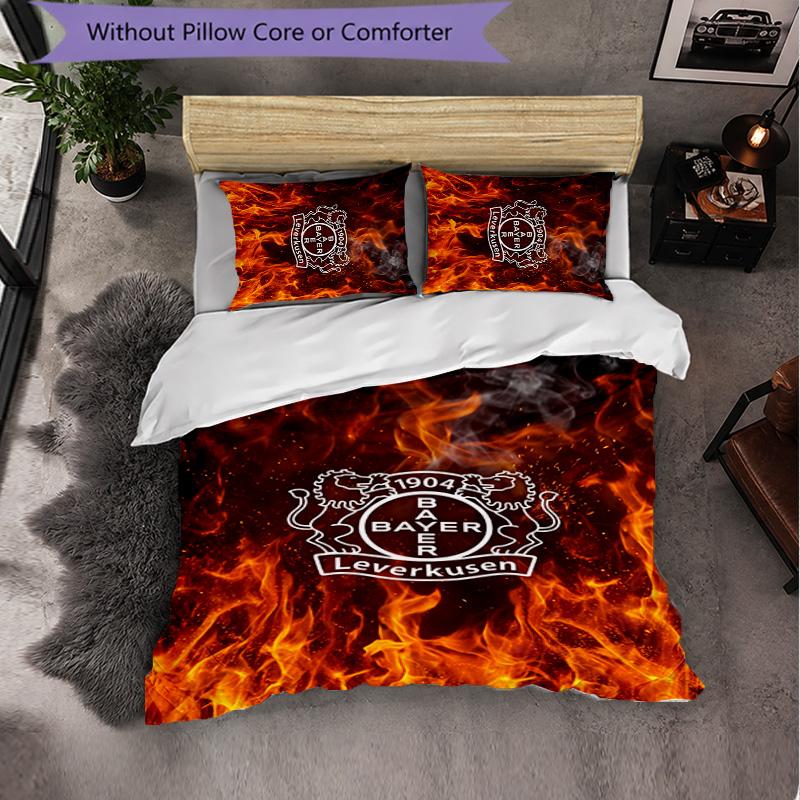 Set Biancheria da Letto Calcio Bayer Leverkusen 3 Pezzi Morbido Copripiumino con Federe Set Decorazione Camera da Letto per la Casa