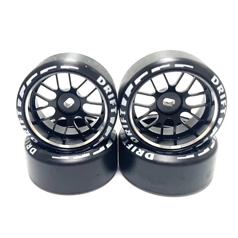 4pcs/set alloy rc wheel rim+ drift tire for 1/28 Wltoys K969 K989 P929 kyosho rally model car upgraded part