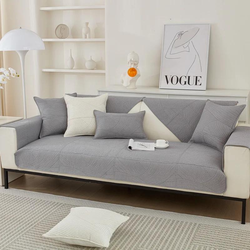 Sofa Cushion Four Seasons Universal Non-slip Pure Cotton Fabric All Cotton Cover Towel Modern Quilted High-grade Simple Cushion