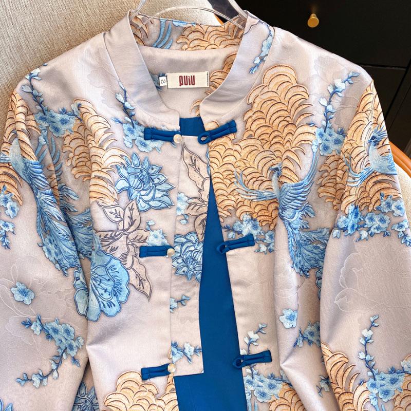 Silk Jacquard Satin Plus Size Oriental Vintage Jacket