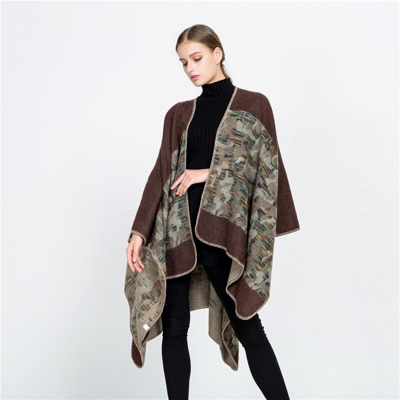 European American Street Style Camouflage Split Warm Shawl Scarf