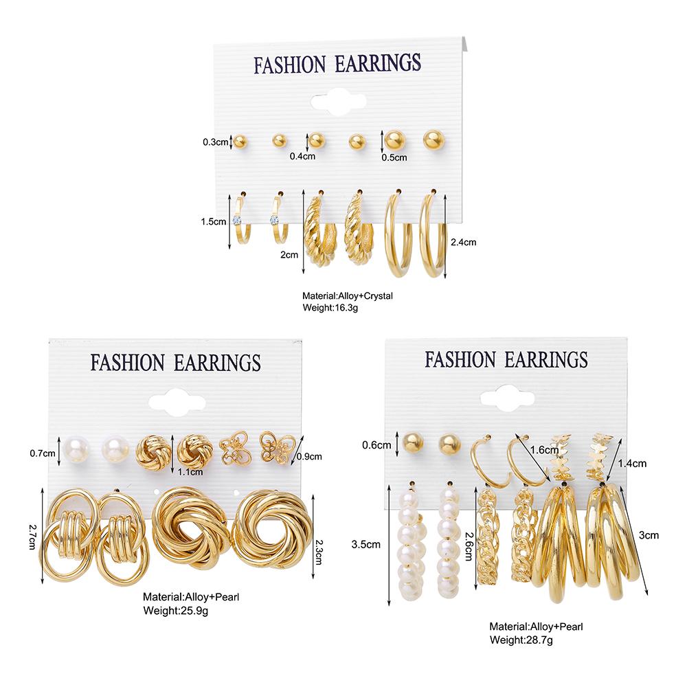 IF ME Retro Butterfly Tassel Pearl Earrings Set Elegant Gold Earring Women Fashion Jewelry Accessories
