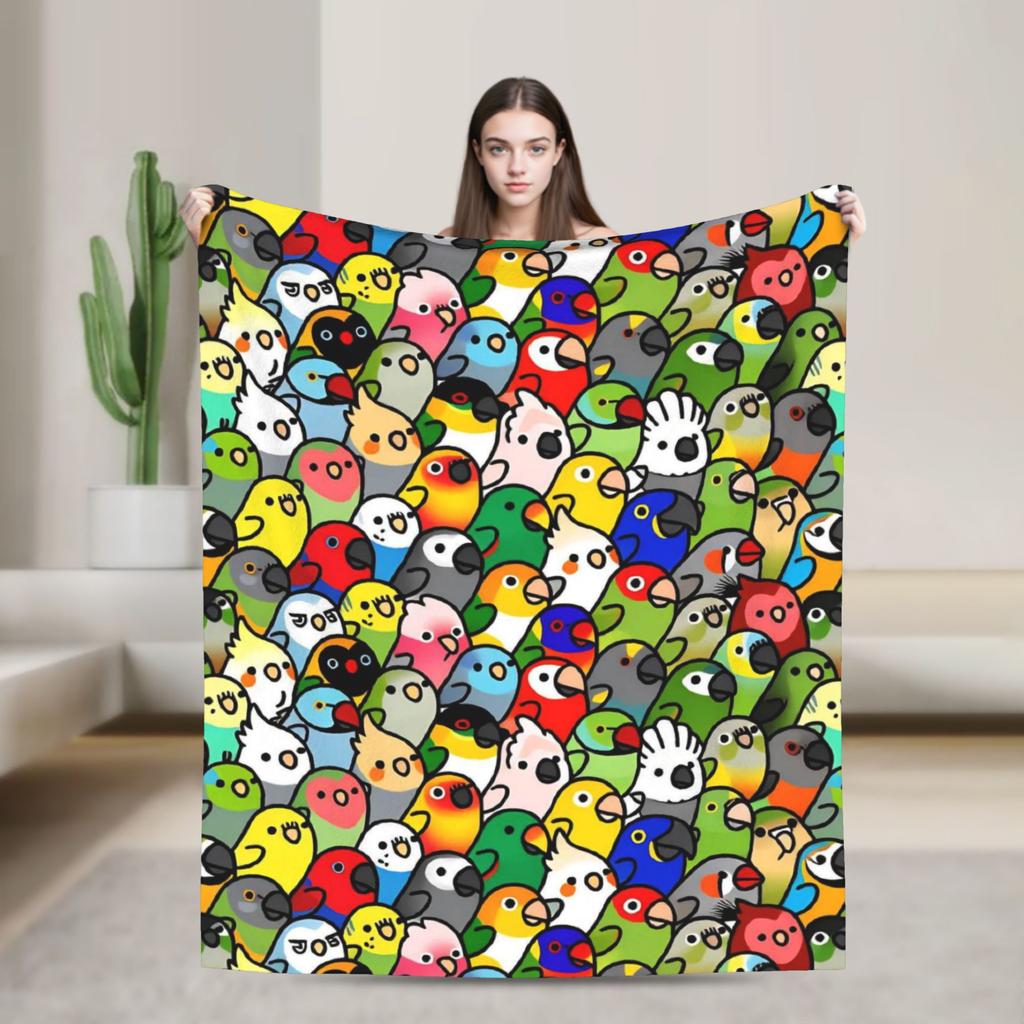Süße Vögel Papagei Decke Winter Super Weiche Überwurfdecke Für Jungen Mädchen Sofa Zuhause Flanell Tagesdecke Bettbezug