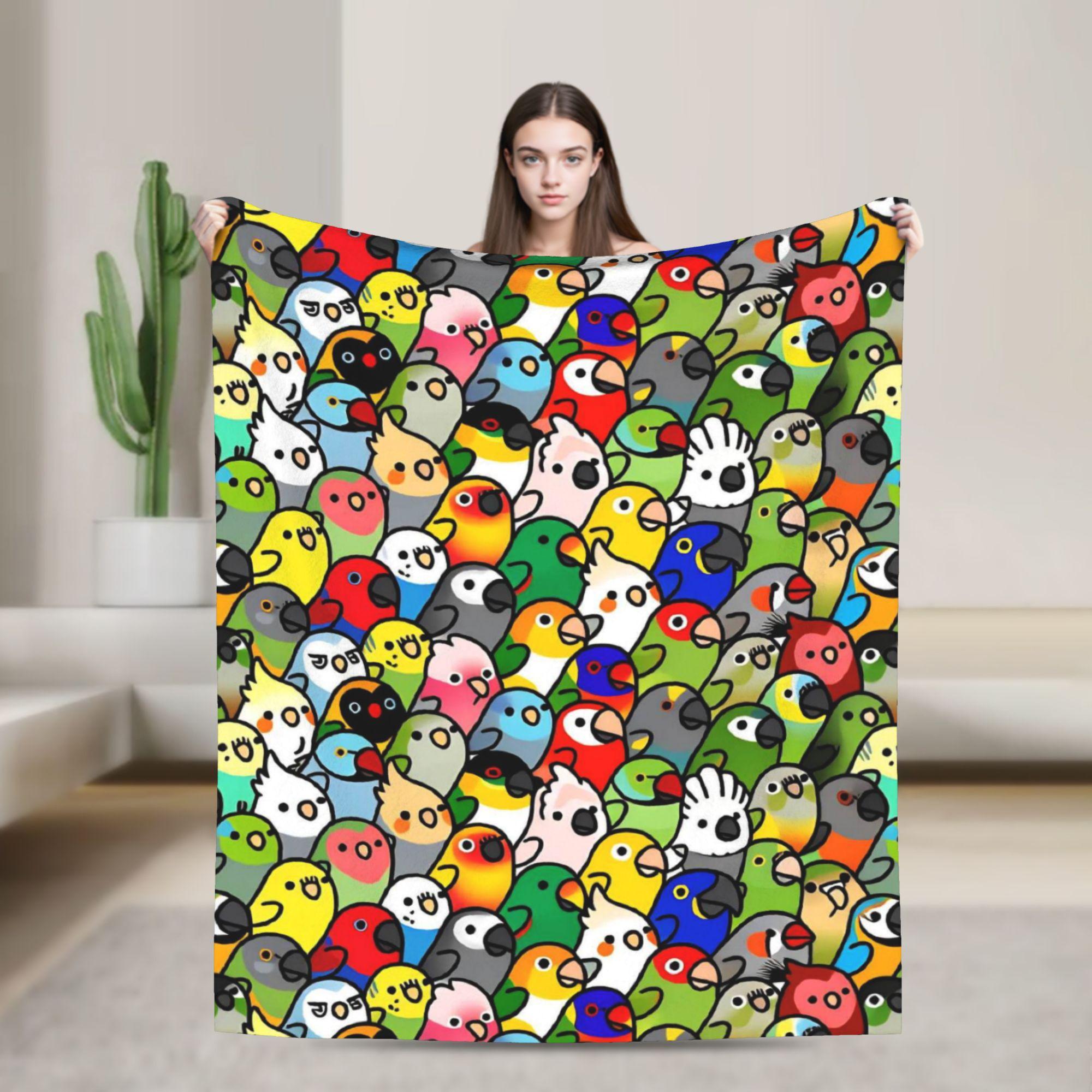 

Cute Birds Parrot Warm Comfy Blanket Funny Camping Bedding Throws Bedroom Flannel Bedspread Sofa Bed Cover 80x120cm