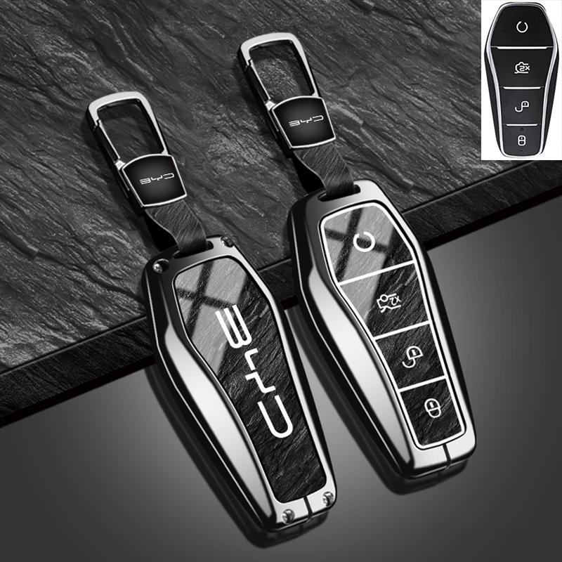 New Fashion Car Key Case Cover for BYD Song Pro Plus Max Dmi EV Seal Dolphin Zinc Alloy Stone Pattern TPU Keychain Accessories