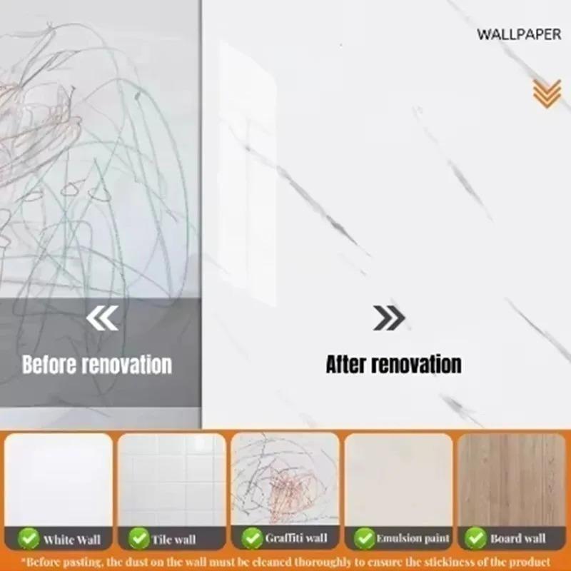 1 Roll 3D Waterproof and Antifouling Wall Sticker Self-Adhesive Marble Wallpaper 1 Roll Thick Foam for Bedroom and Living Room