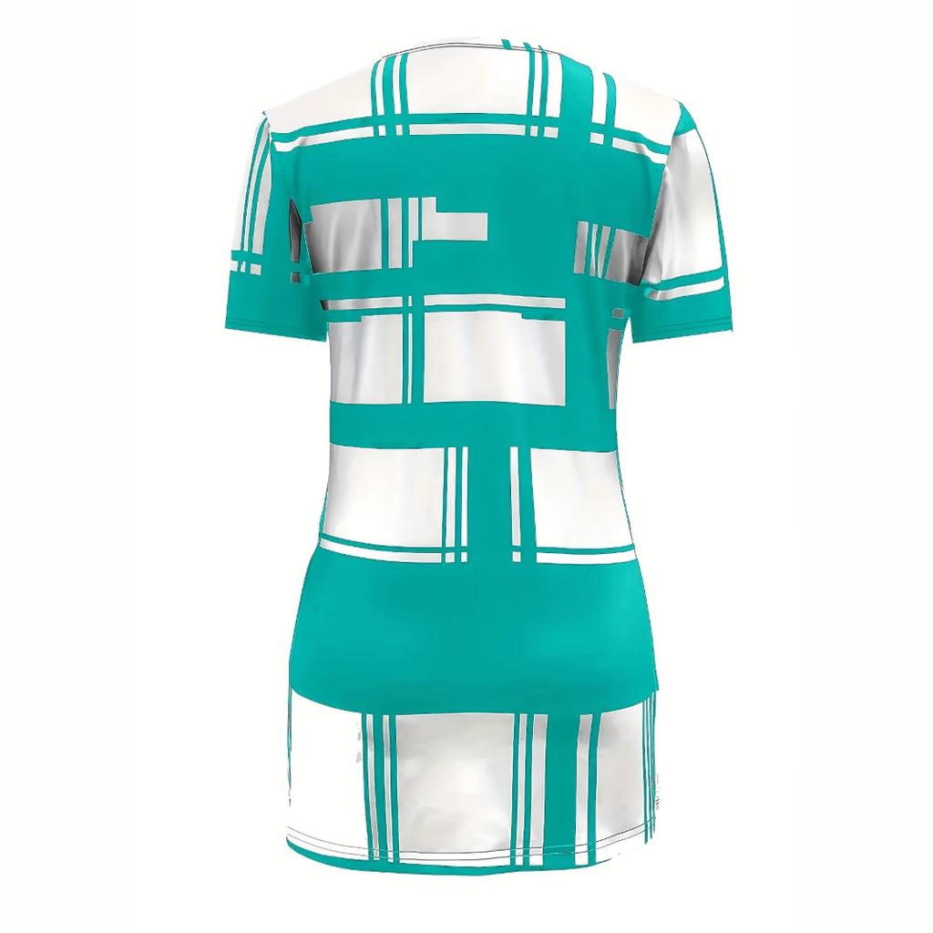 Contrast Stripe Zipper Top Large Size Women’s T-Shirts