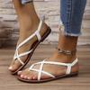 2024 Women's Large Size Toe Post Flat Sandals - Summer Woven Hollow Slip-On Design