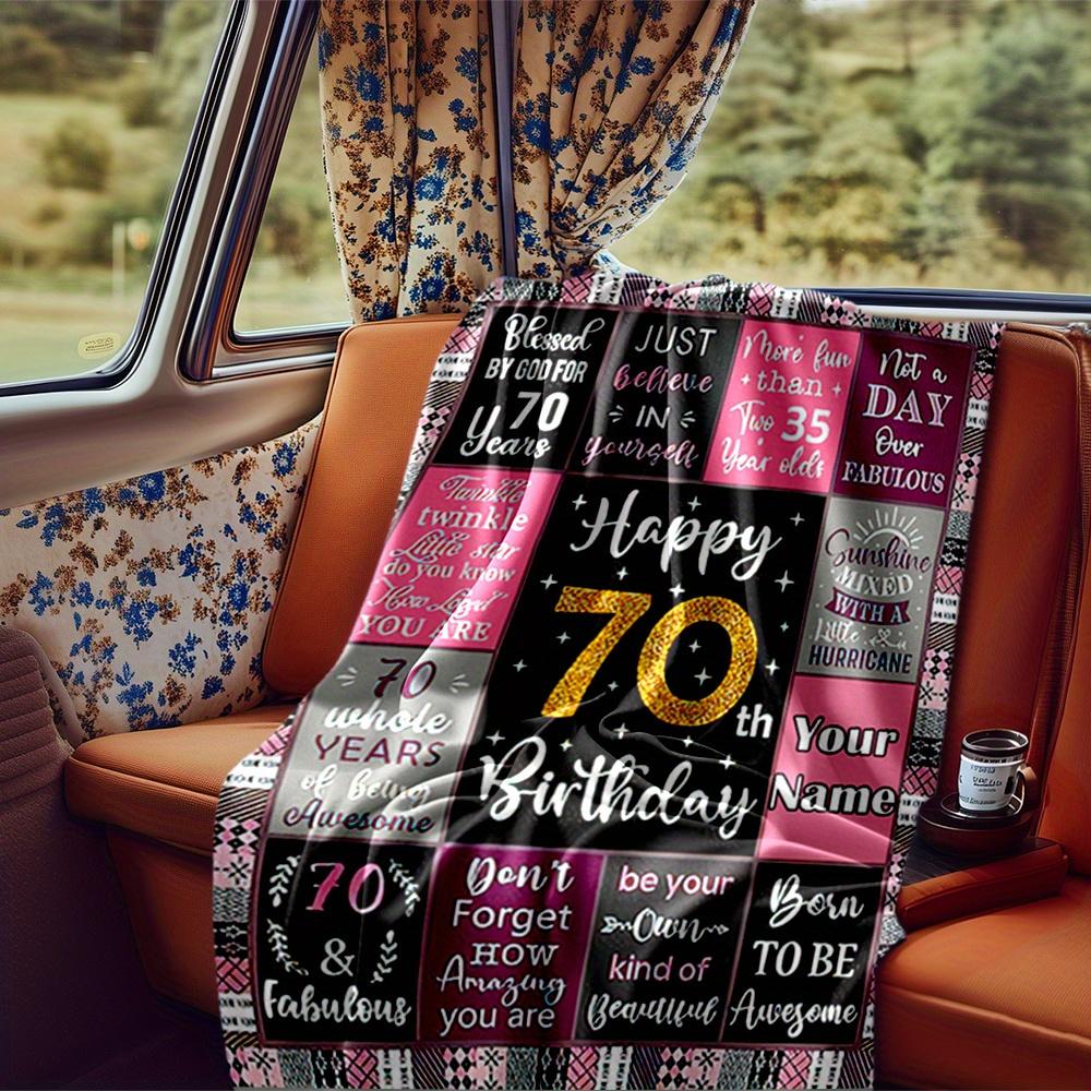 70Th Birthday Blanket Personalized Name Soft Comfortable Stylish Blanket Car Blanket Perfect For Travel Camping Outdoor Home Suitable For All Seasons