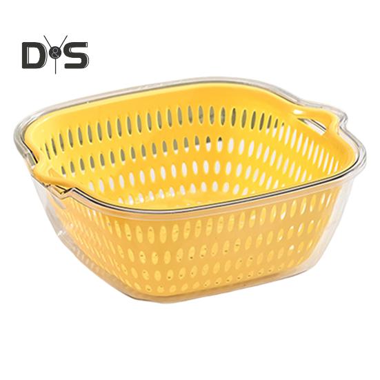 1/3 ks Dvouvrstvá umyvadla na ovoce a zeleninu Odtokové koše s rukojetí Potravinářské bez BPA Snadno čistitelné úložné koše