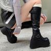 Women Punk 10CM Platform Buckle Boots Shoes Chunky Motorcycle Simplicity Boot Cool Nightclub Party Zipper Casual Outdoor Shoes