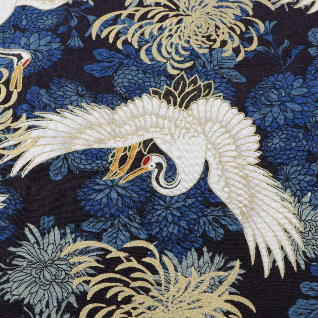 LoveinDIY Japanese Fabric Yard Cotton Beautiful Japan Flower Printed Fabric for Children Dress, Cover, Table Cover etc 40 by 60 inches, Chrysanthemum