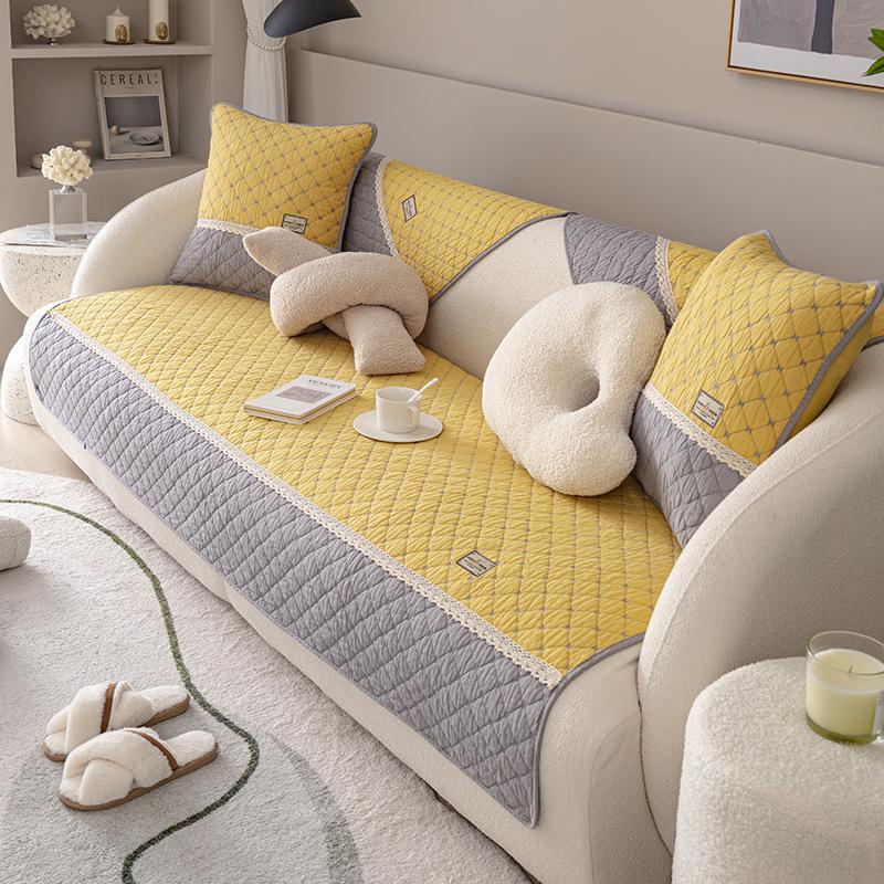 Sofa Cushion Four Seasons Universal Pure Cotton Cushion Simple Modern Nordic Cotton Non-Slip Sofa Towel Cover Cloth Cushion Summer