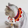 Chinese Style Spring Festival Lion Dance Cat Tie Adjustable Handmade New Year Pet Collar Blessing Warm Cat Knitting Scarf Winter