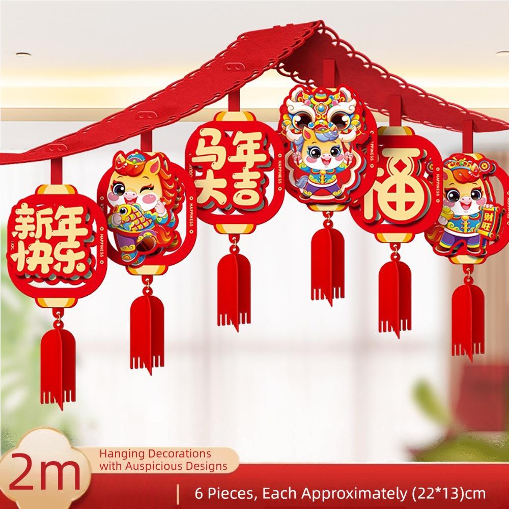 Red Color Blessing Character Pendant 3D Design New Year Ornament Holiday Atmosphere