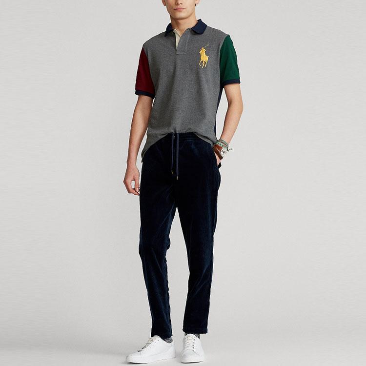 Polo Ralph Lauren Slim Fit Big Pony Color Block Short Sleeve Polo Shirt Men Tops Gray MNPOKNI1N821457-020