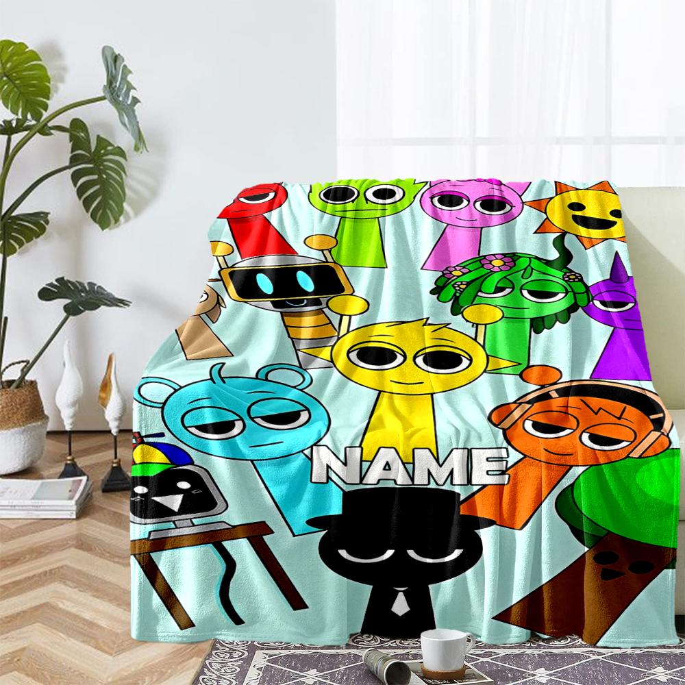 Custom Name Sprunki Theme Printed Blanket - Perfect for Couch, Bed, Travel & Outdoor Use | Machine Washable, Cozy & Durable.