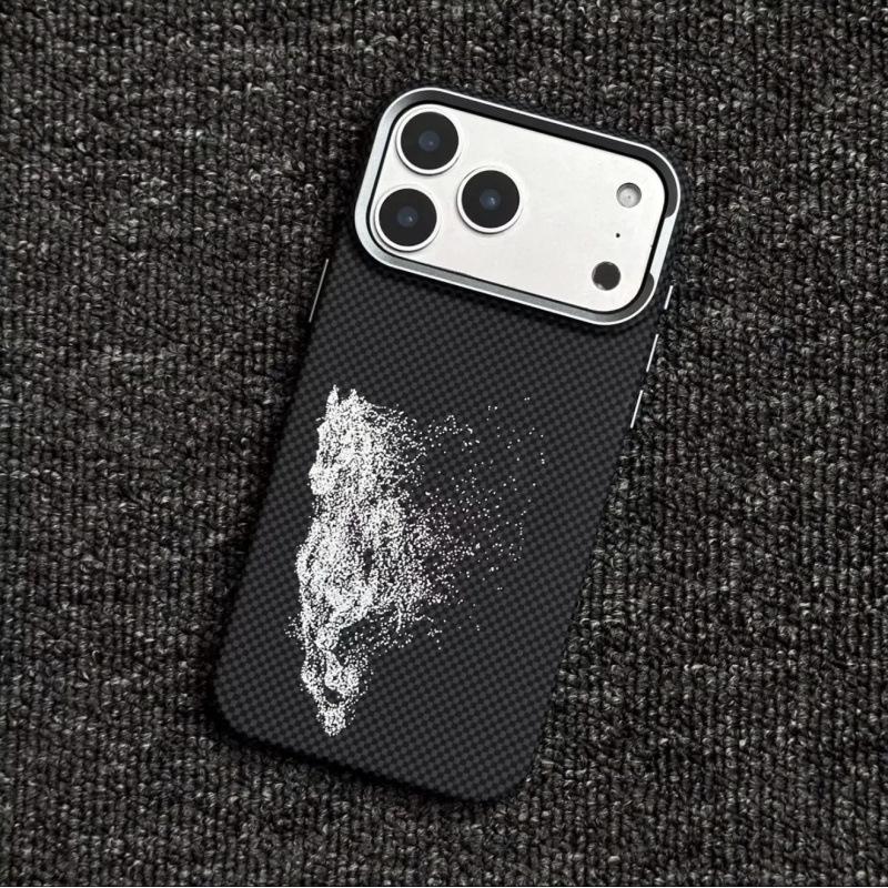 Red Hare Kevlar Texture Magnetic Phone Case for iPhone 17 Pro Max - Sleek, Wild Horse Design with High-End Feel 16 PRO
