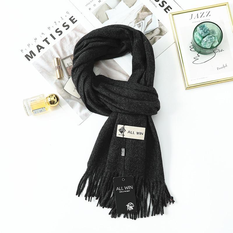 Wool Scarf Women's Winter Premium Thick Solid Color Scarf Versatile New Autumn and Winter White Cashmere Scarf