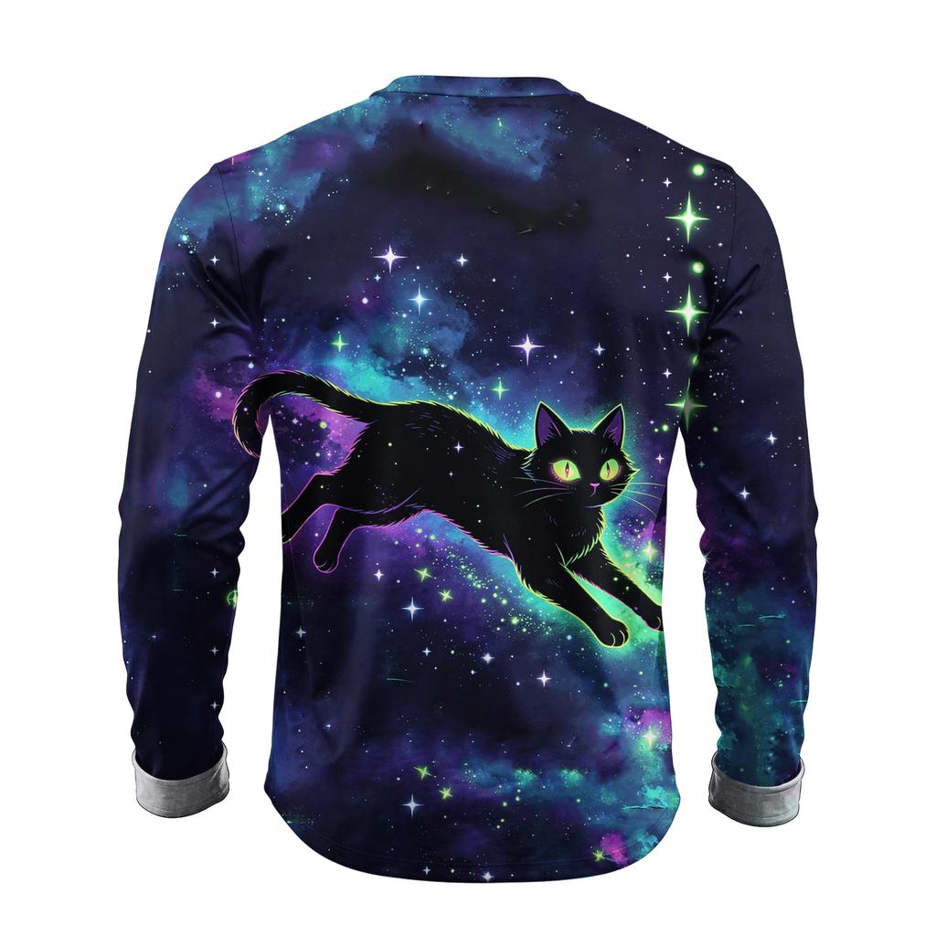 Men's Halloween Print Long Sleeve Neck T-Shirt Loose Fit Casual Top