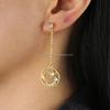 Promotion Geometric Round Circle Engrave Cz Moon Star Long Tassel Chain Dangle Earring for Women Fashion Jewelry