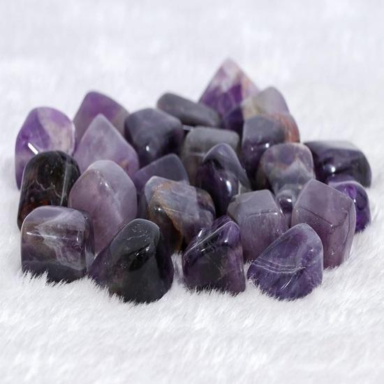 Set of 13 Amethyst Tumbled Stones Reiki Chakra Healing Decorative Pebbles Vase Fillers Tumble Stone for Jewellery, Reiki Healing, Home Office Decor